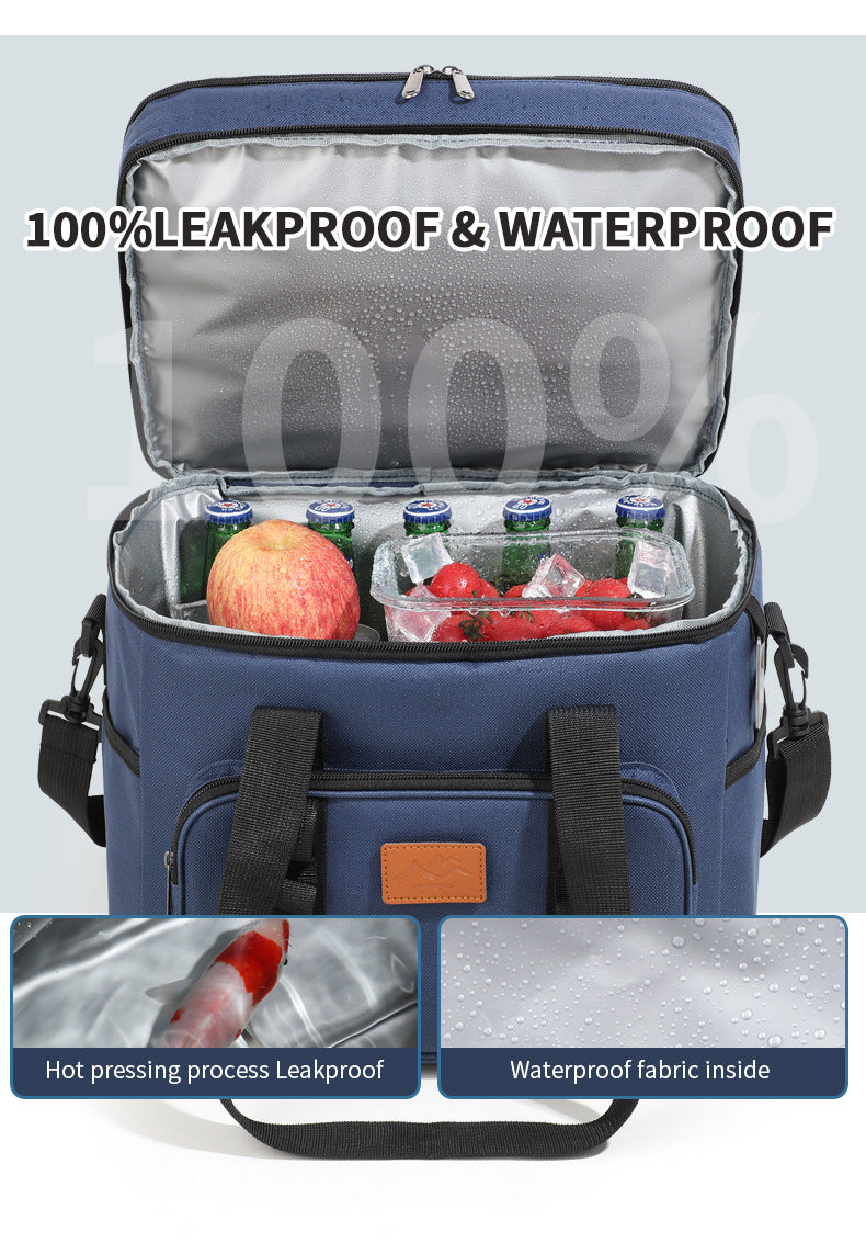 Navy Blue 23L Extra Large Insulated Cooler Bag with Double Layers - Perfect for Camping, Picnics, and Outdoor Adventures